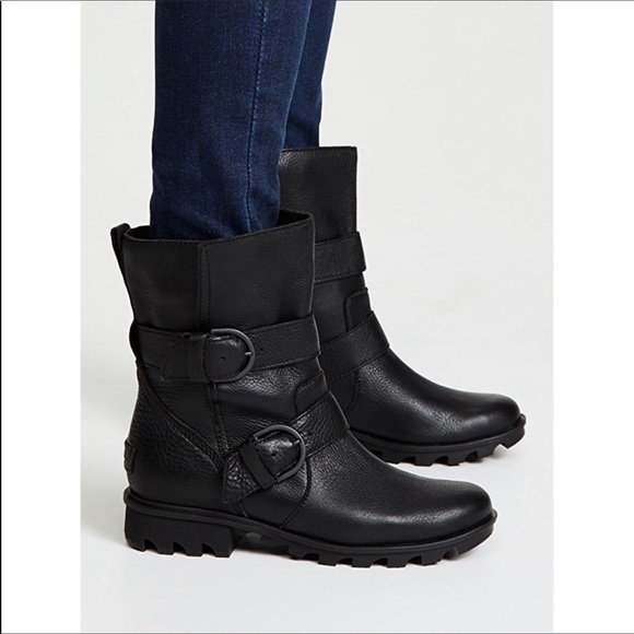 Sorel Shoes - 🆕 SOREL black leather moto waterproof boots- 6.5